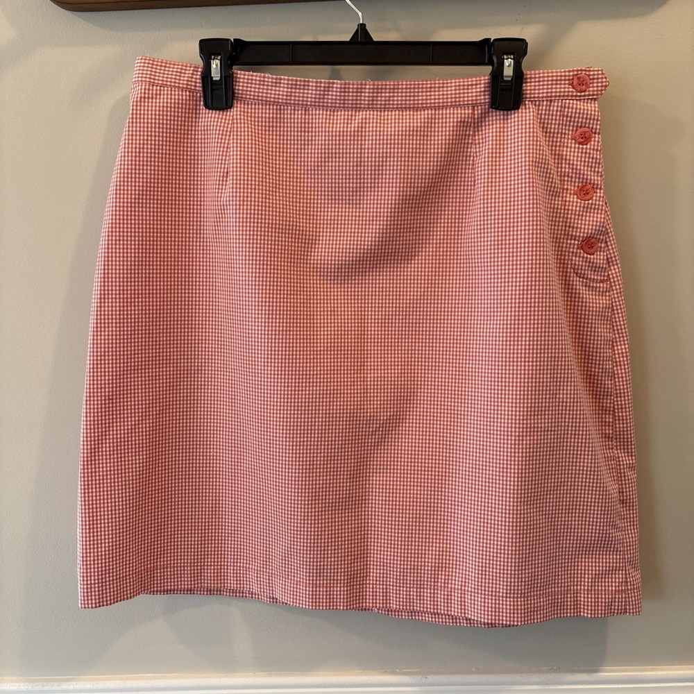 Red White Gingham Cotton Mini Skirt Size 14 Preppy